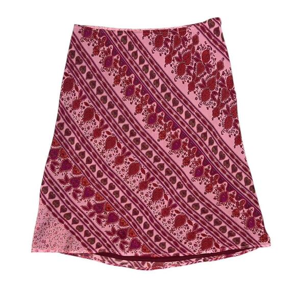 INC International Concepts Pink Silk Paisley Floral Heart Pattern Midi Skirt 14 - Picture 1 of 8